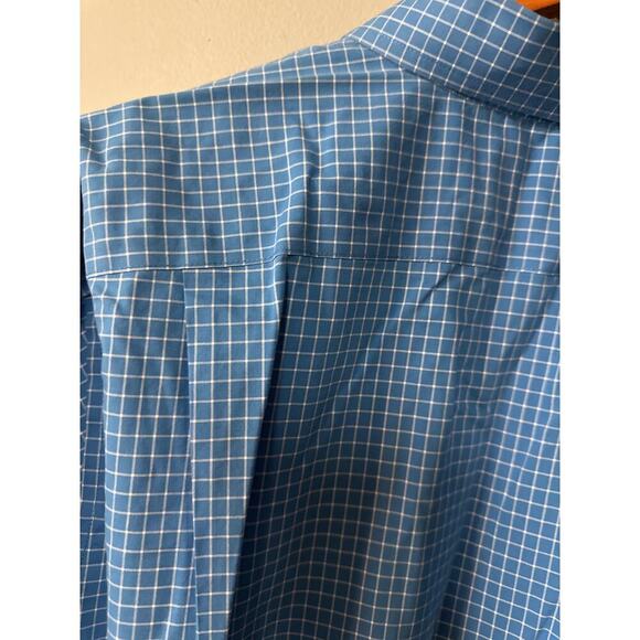 Men’s Size L L.L. Bean Blue Checkered Dress Shirt - Picture 4 of 7